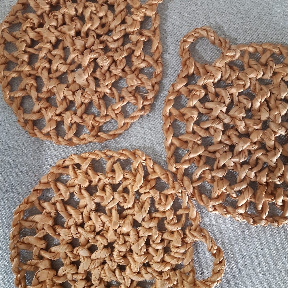Woven Raffia Coasters - Natural Brown (Set)